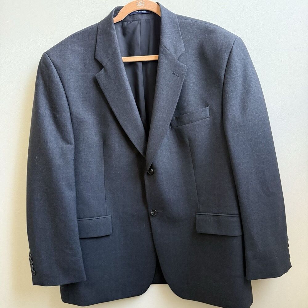 Lauren Ralph Lauren Blazer Mens Charcoal  Black Wool Sport Coat Jacket Wool 44S
